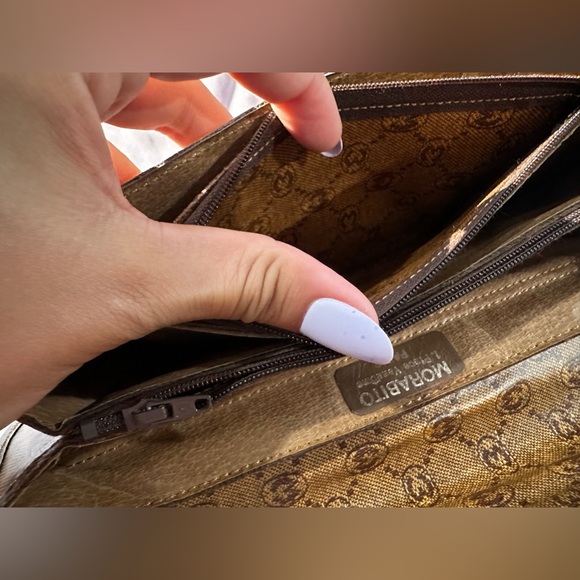 MORABITO Paris Women's Monogram Brown Leather Shoulder Handbag Purse Vintage - Picture 16 of 16